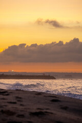 Sunrise, waves and golden color