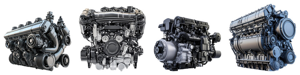 Fototapeta premium Engine isolated on transparent background, Set of