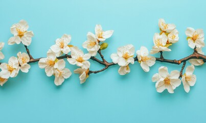 Apricot fruit flower blossom timelapse on a blue background