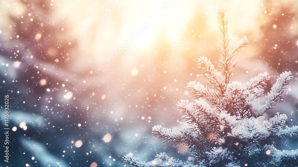 Poster soft snow-covered trees and open sky, perfect for adding text