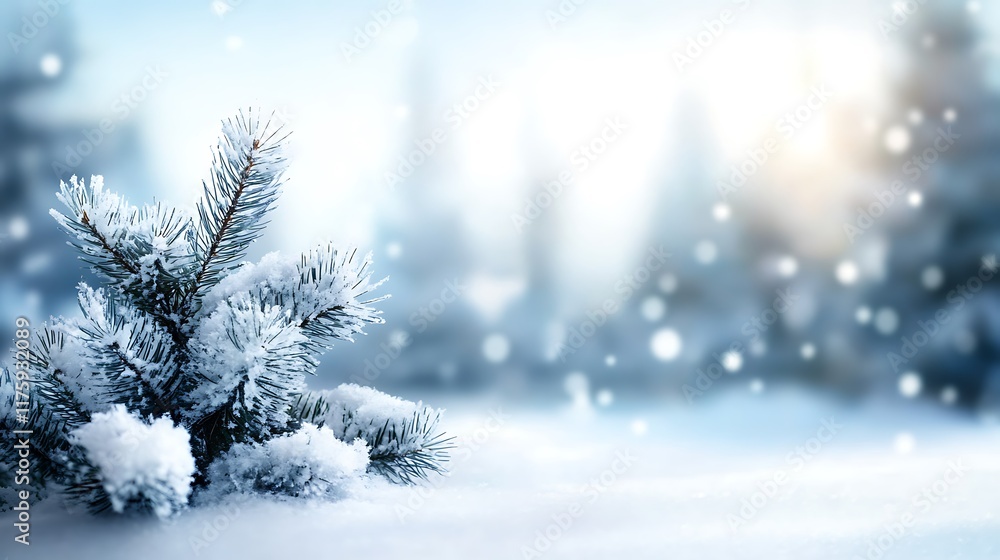 Poster soft snow-covered trees and open sky, perfect for adding text
