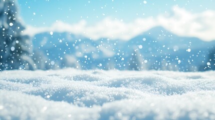 Blurred Winter Scene with Clear Sky Space for Text Addition