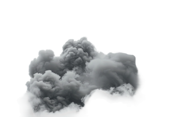 Thick smoke fog in area isolated on transparent background