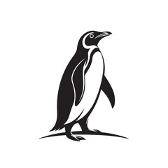 penguin silhouette vector line art logo design