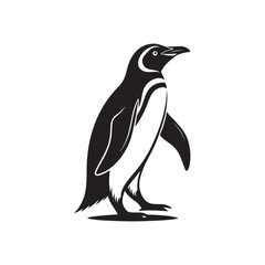 penguin silhouette vector line art logo design