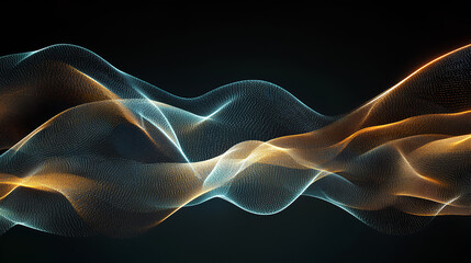 Abstract wavy form on black background, digital art use