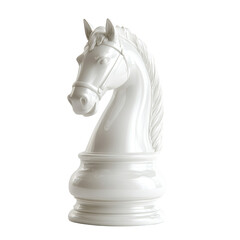white knight chess isolated white background