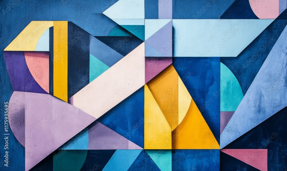 Aufkleber modern geometric background in blue with sharp, angular shapes.