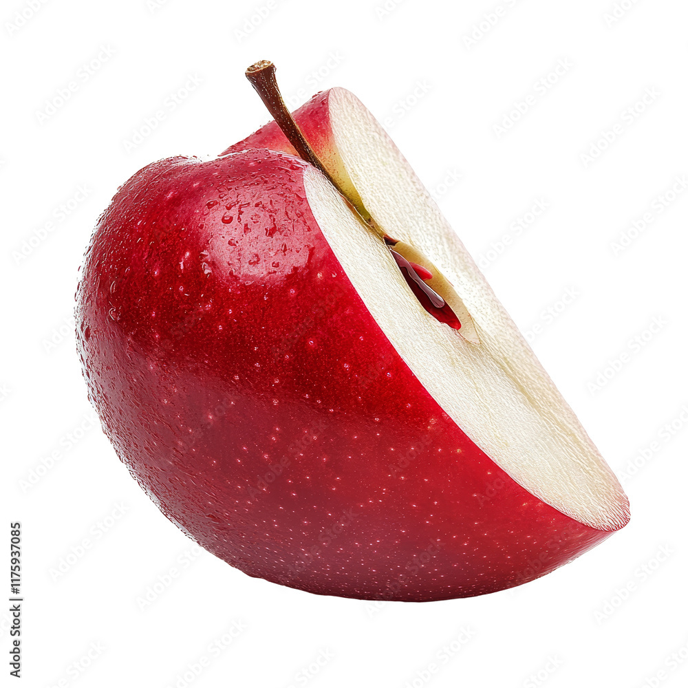Aufkleber a fresh slice of red apple with visible juice highlights and crisp texture displayed against a clean