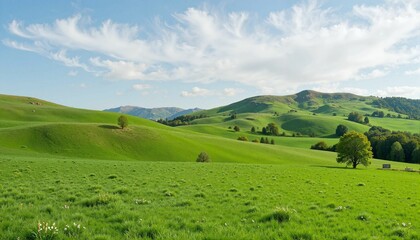 Obraz premium Whimsical spring landscape with wildflowers and butterflies, nature's beauty