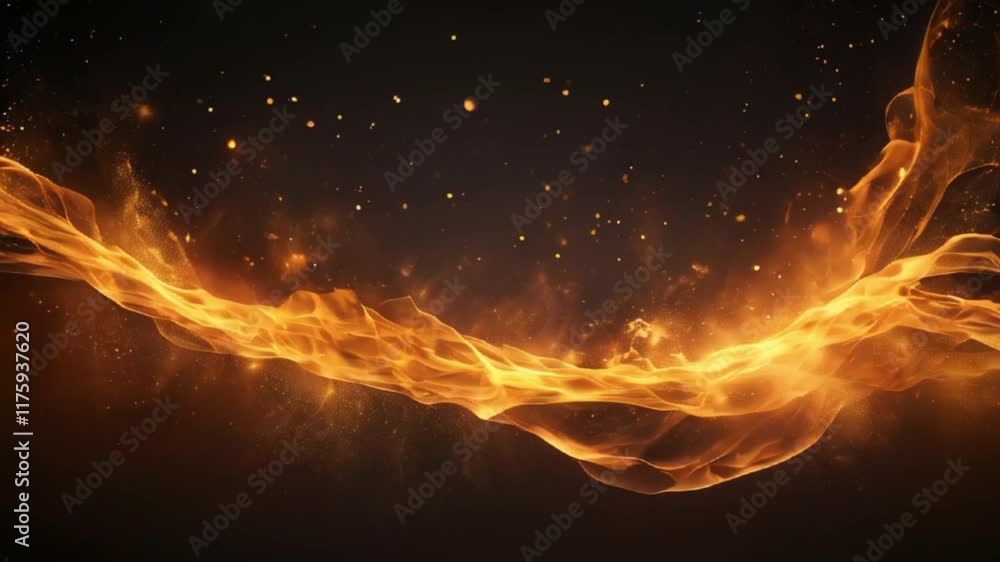 Poster Dynamic abstract flames with glowing particles creating a captivating visual effect