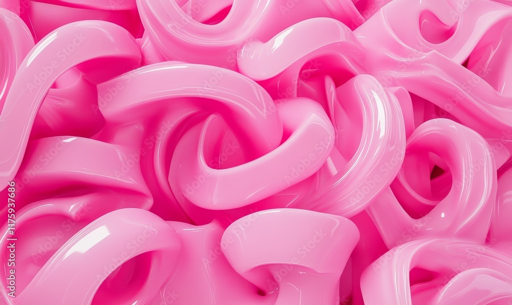 Poster pink 3d soft shapes squash together to make a colorful abstract background. 3d render.