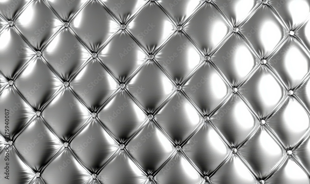 Poster silver tiles arranged to create a polished wall. diamond shaped, 3d background formed from luxurious