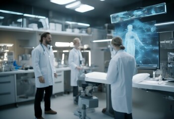 Fototapeta premium their examination holographic t use doctors technology nurses science work medical