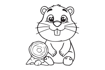 Cute Beaver Outline Coloring Page