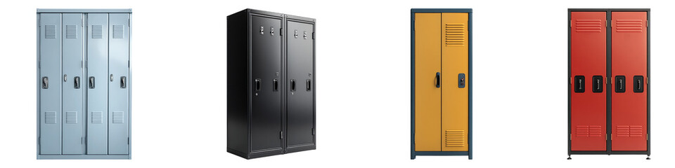 Gym locker isolated on transparent background, Set of