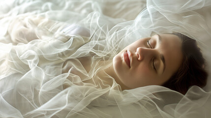 Woman with ethereal smoke, suggestive of mystical experiences.