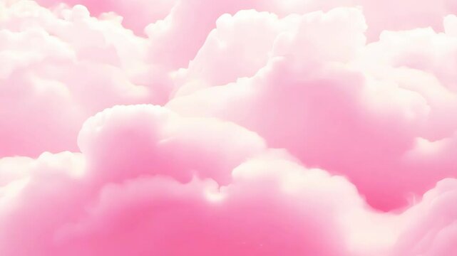 Abstract pink clouds in a dreamy blue sky. Atmospheric fantasy concept. High quality 4k footage