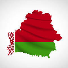 Obraz premium Belarus Map Silhouette with National Flag Design