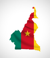 Cameroon Map Silhouette with National Flag Design