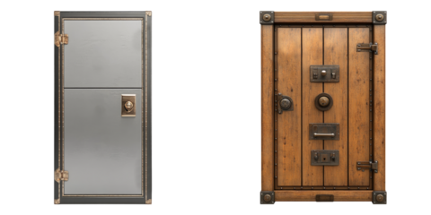 Safe deposit locker isolated on transparent background, Set of