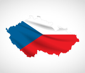 Czech Republic Map Silhouette with National Flag Design