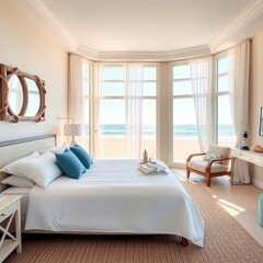 Bedroom interior design. Coastal style bedroom interior design. Architecture interior. Coastal interior. Coastal style.
