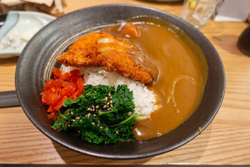 A bowl of katsu curry at a Japanese restaurant