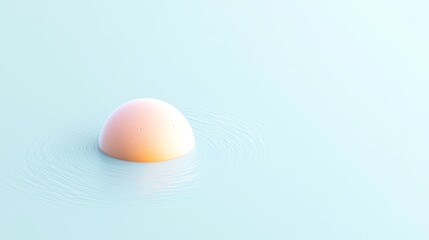 A serene and minimalistic scene featuring a soft, pastel-colored dome on calm water, creating gentle ripples.