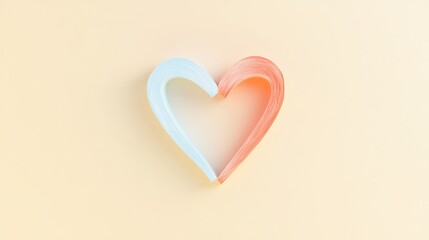 A whimsical heart shape made of pastel ribbons, symbolizing love and creativity against a soft yellow background.