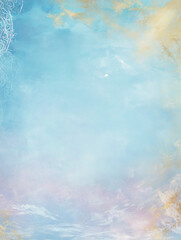 Watercolor abstract background in soft blue and gold tones