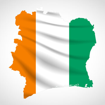 Ivory Coast Map Silhouette with National Flag Design