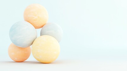 Colorful spheres arranged creatively on a soft background, perfect for art, design, or abstract themes.