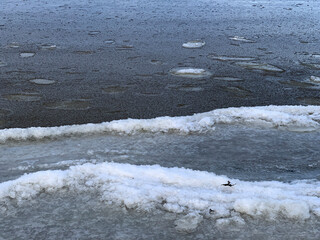 ice and snow on the shore of the winter Baltic Sea