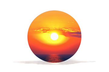 Breathtaking sunset over the horizon, painting the sky with warm colors isolated on transparent background
