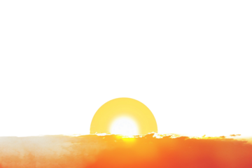 Stunning sunset view with vibrant colors filling the sky and reflecting on the water isolated on transparent background