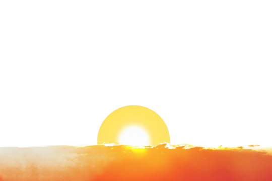 Stunning sunset view with vibrant colors filling the sky and reflecting on the water isolated on transparent background