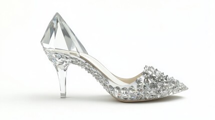 Obraz premium single crystal slingback heels, white background, 16:9