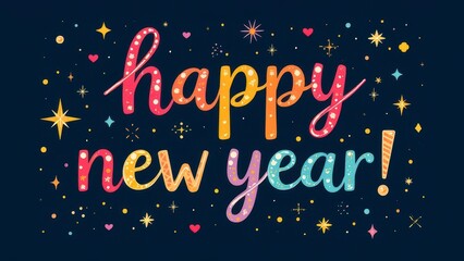 Fototapeta premium Happy new year colorful lettering celebrating winter holidays