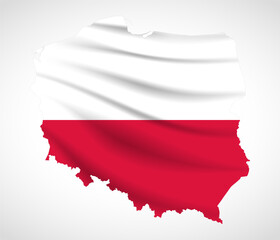 Fototapeta premium Poland Map Silhouette with National Flag Design