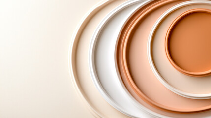 Trendy gradient of Mocha Mousse and soft beige tones, elegantly arranged on overlapping modern, soft shadows creating depth and sophistication.