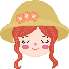 a cute girl wearing yellow hat illustration
