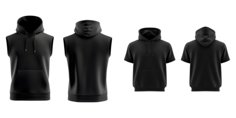 Hoodie template mockup. Sporty sleeveless hoodie mockup, edgy design for active wear
