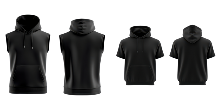Hoodie template mockup. Sporty sleeveless hoodie mockup, edgy design for active wear