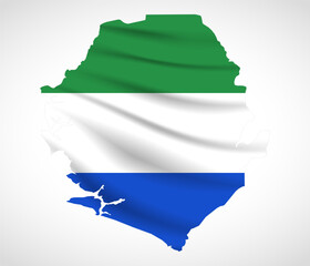 Sierra Leone Map Silhouette with National Flag Design
