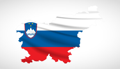 Slovenia Map Silhouette with National Flag Design