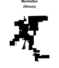 Manhattan (Illinois) blank outline map