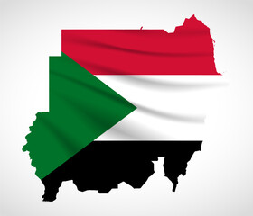 Sudan Map Silhouette with National Flag Design