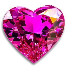 A pink heart shaped diamond on a white background