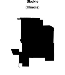 Skokie (Illinois) blank outline map